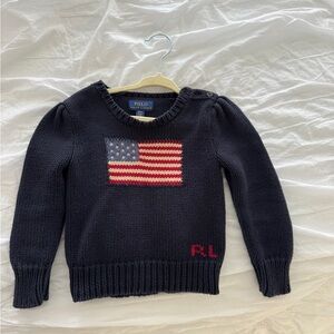 Polo by Ralph Lauren Navy Kids Sweater with American Flag